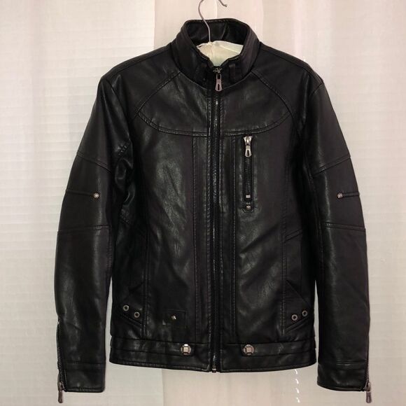 SK M Autumn Faux Leather Lined Moto Jacket with Studs - Picture 2 of 16
